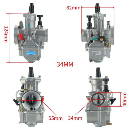 KOSO OKO 24/26/28/30/32/34mm Blue Bowl 2T/4T Universal Keihin PWK Racing Carburetor w/ FreeJet Set for Scooter ATV Dirt Bike