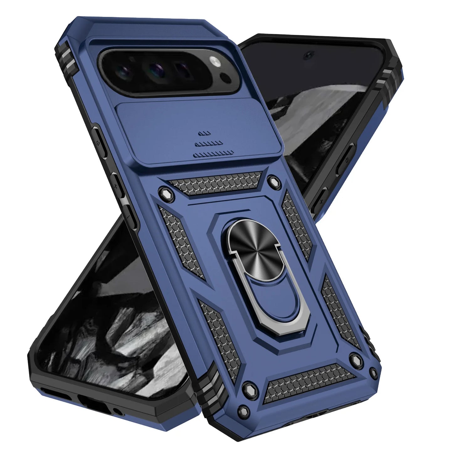 Google Pixel 6-9 Pro XL Armour Ring Case Camera Cover Shockproof Kickstand