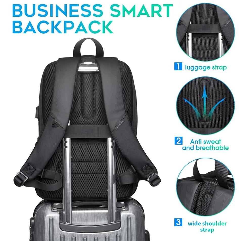 Waterproof Travel Bag Backpack USB Port Fits 15.6" Laptop Unisex