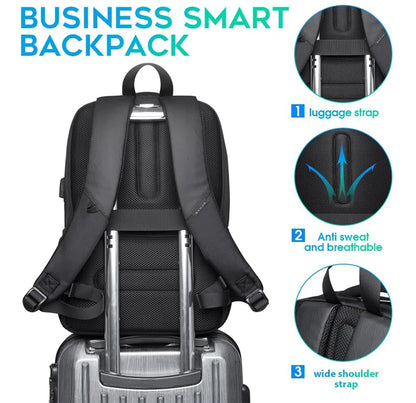 Waterproof Travel Bag Backpack USB Port Fits 15.6" Laptop Unisex