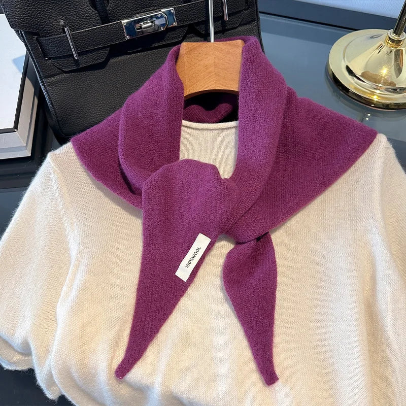 Korean Triangle Scarf Women Wool Knitted Triangular Headscarf Warm Shawl