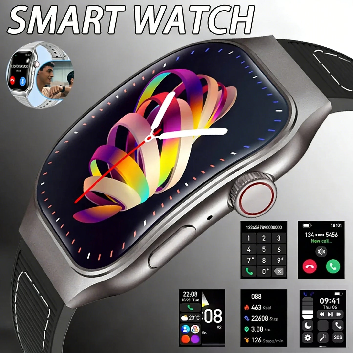Heart Rate Monitor Smart Watch Bluetooth Call 2.01" for Men Women