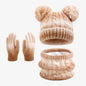 Kids Winter Hat Scarf Gloves 3Pcs Set Warm Knitted Beanie Pom