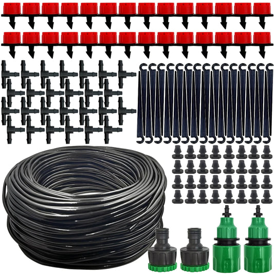 20M Garden Watering Hose Drip Irrigation System Automatic Adjustable Drippers