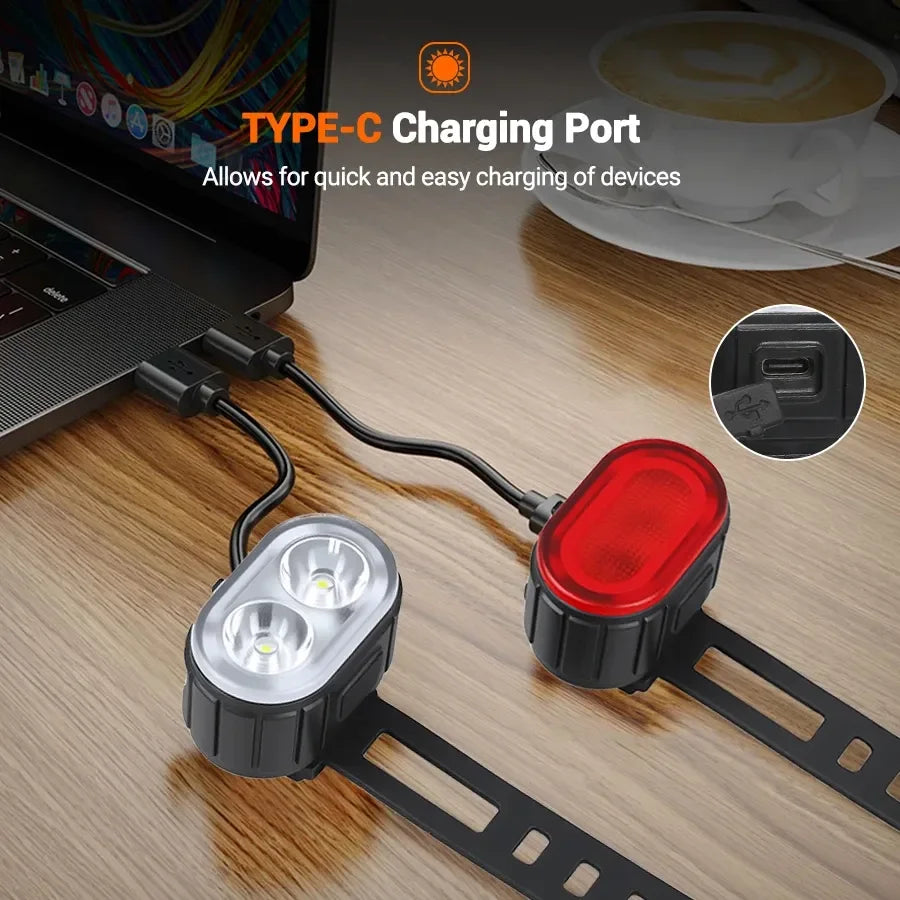 Rechargeable Bike Light Front Rear USB LED Torch Bicycle Lamp Waterproof