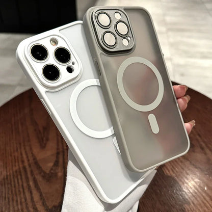 Matte Frosted MagSafe Case for iPhone 11-15 Pro Max Plus Lens Protection