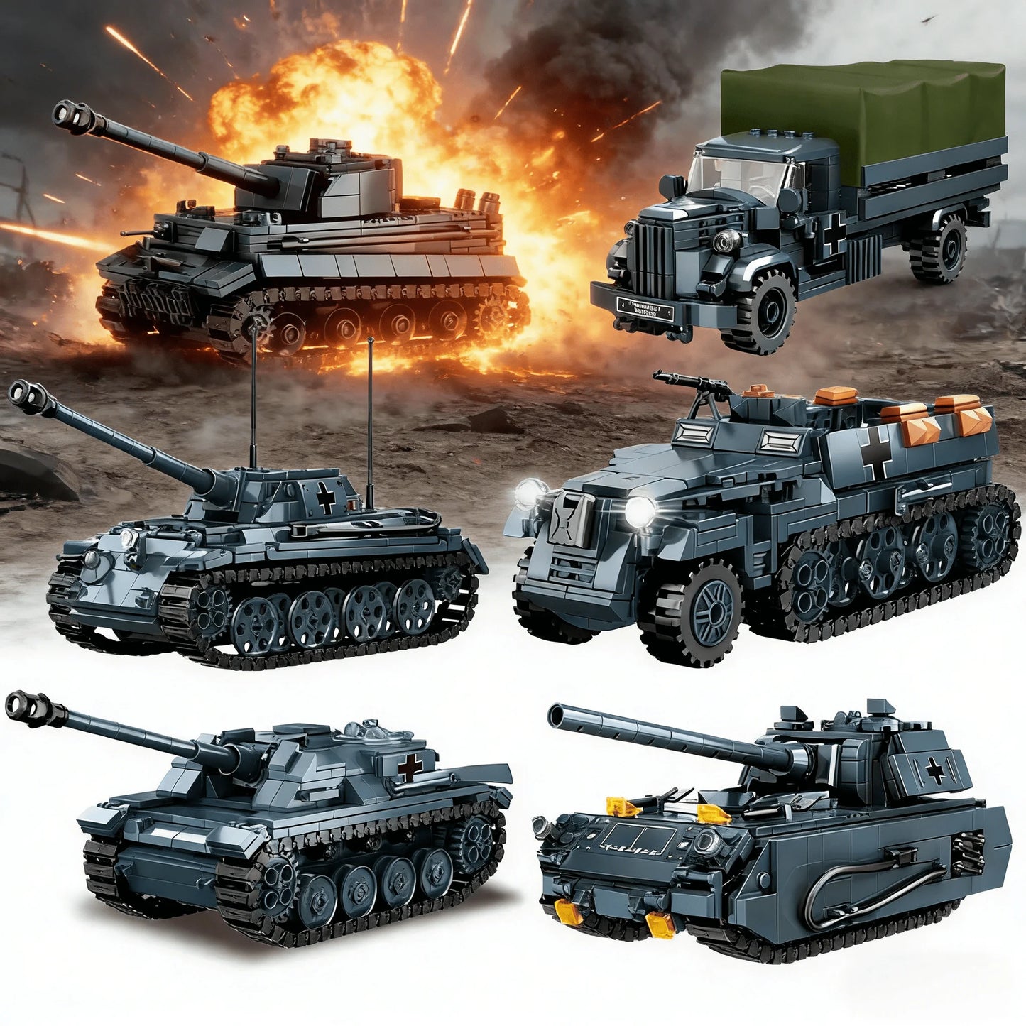 WW2 German 222 Armoured Vehicle Building Blocks Tank Brick Toy Set