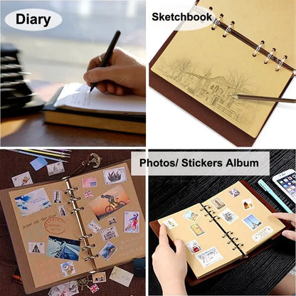 Journal Binder Cover 14x10cm Leather Korean Style Notebook for Diaries