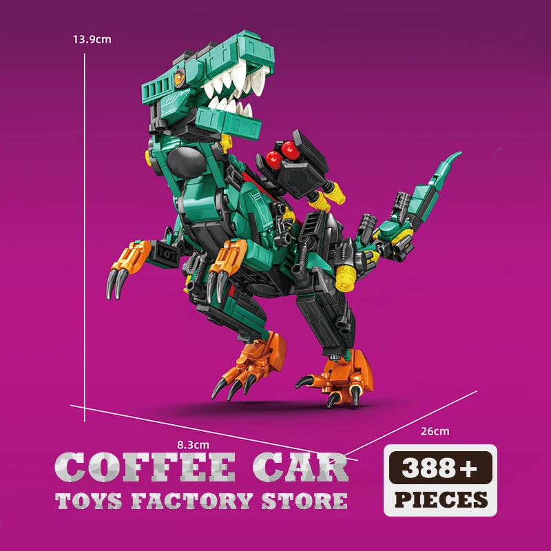 MOC T-Rex Mech Dragon 3D Dinosaur Building Blocks Triceratops Robot Model Gift