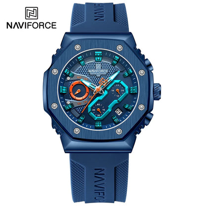 NAVIFORCE Fashion Couple Watches Casual Original Sport Silicone Strap Wristwatch for Lovers Auto Date Display Quartz Chronograph-EXPROTAS