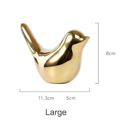 Nordic Gold Ceramic Bird Figurine Animal Statue Home Table Decoration Ornament