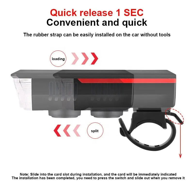 USB Rechargeable Bike Front Lamp LED Torch Mountain Bicycle Light with Horn