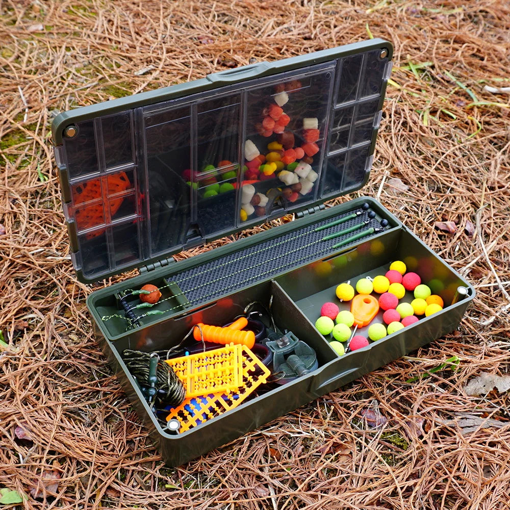 Hirisi Carp Fishing Organizer Box, Portable Tackle Storage w/ Magnetic Compartments