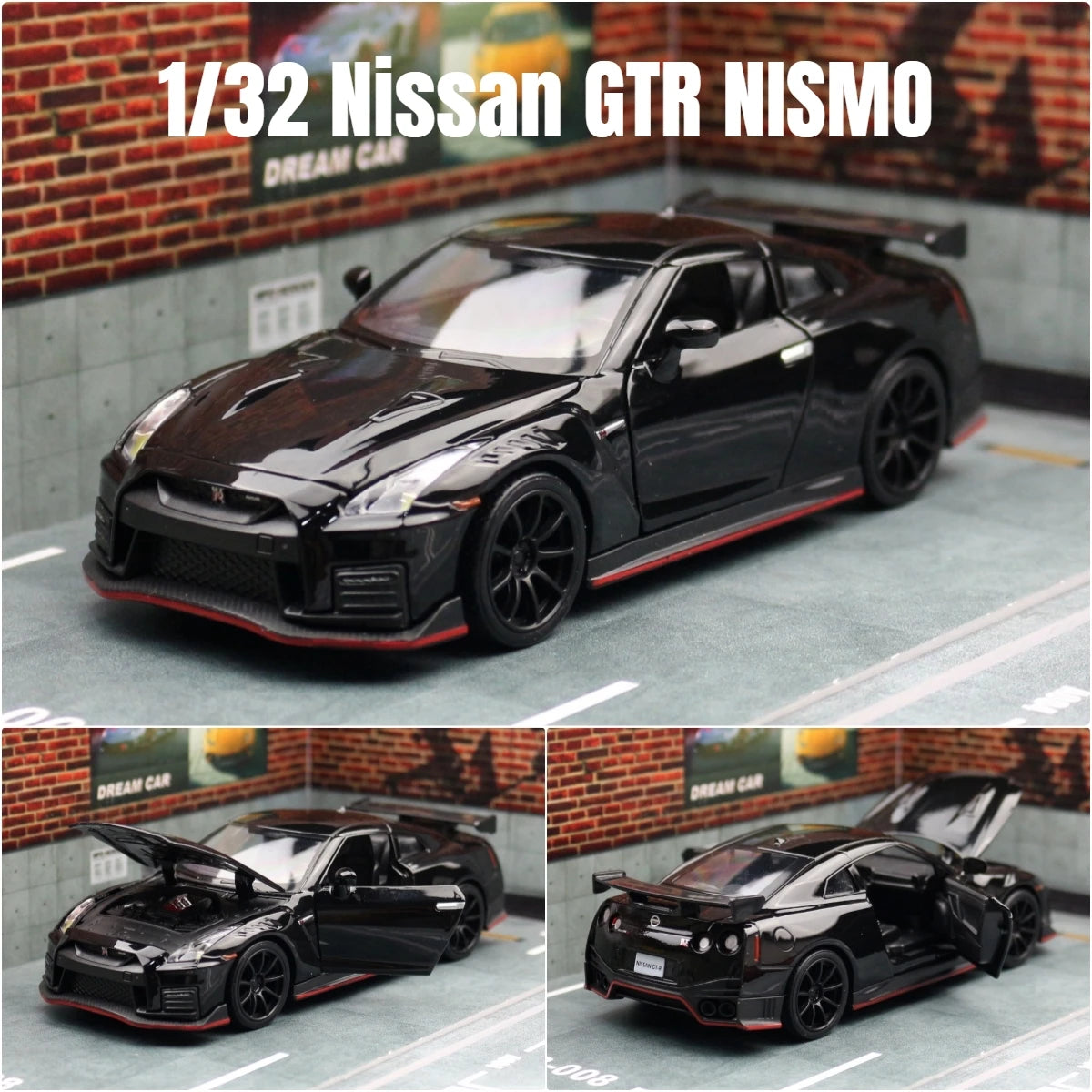 1/32 Nissan Skyline GTR R35 Nismo GT3 Racing Toy Car Model For Children RMZ CiTY Diecast Alloy Miniature Sound Light Collection