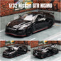 1/32 Nissan Skyline GTR R35 Nismo GT3 Racing Toy Car Model For Children RMZ CiTY Diecast Alloy Miniature Sound Light Collection
