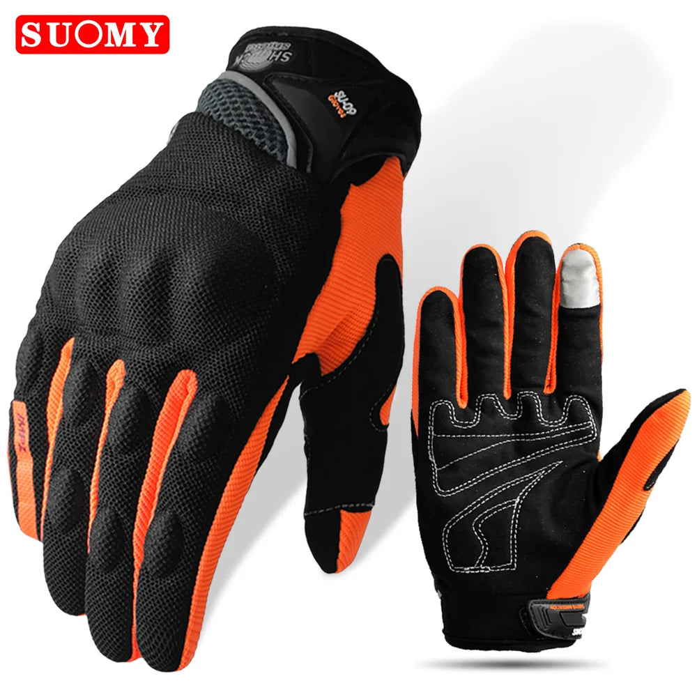 Suomy Summer Full Finger Motorcycle Gloves Breathable Touch Screen Wear-Resistant