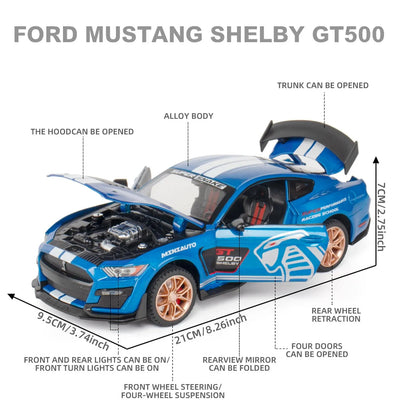 1:24Mustang GT Alloy Model with Sound & Light Features Premium Gift Box Packaging Ideal for Display, Collecting, Or Gift Giving-EXPROTAS