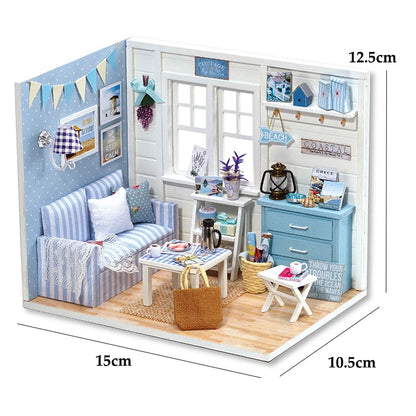 DIY Miniature Dollhouse 3D Puzzle Kit with Furniture & LED Lights Room Decor Gift - EXPROTAS