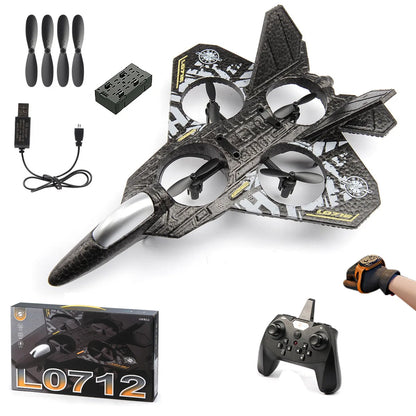 L0712 RC Plane 2.4G Remote Control Aircraft Gravity Sensing Helicopter Glider with Light EPP Foam Fighters for Boys Children-EXPROTAS