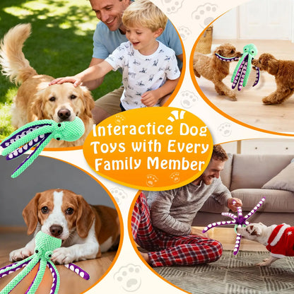 Octopus Plush Dog Toy Interactive Squeaky Chew Soft Pet for Dogs