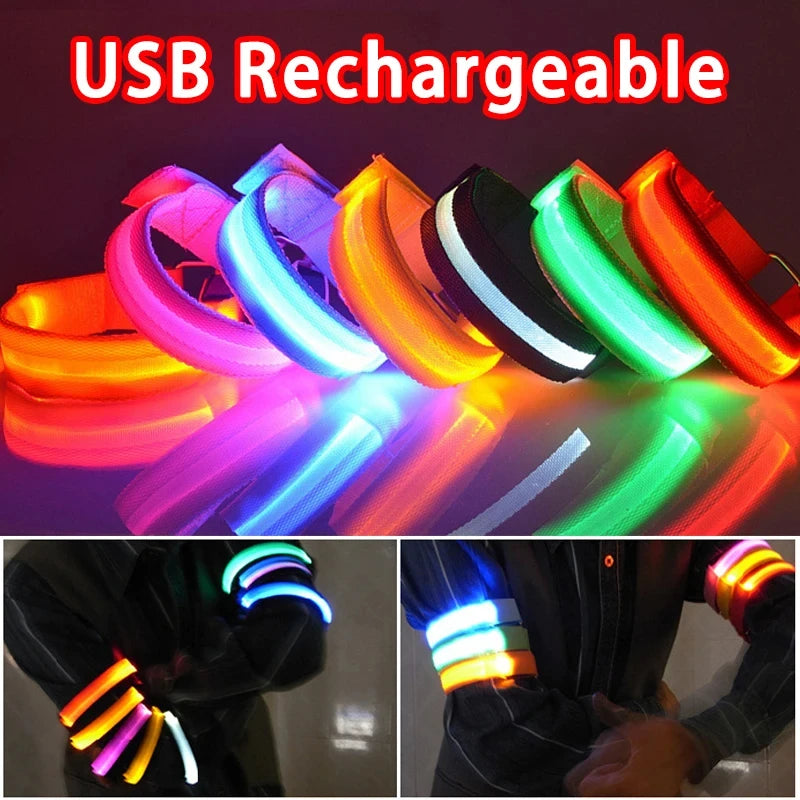 Night Running Armband LED Light USB Rechargeable Safety for Cycling Runners