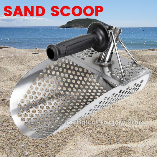 Beach Treasure Hunting Sand Scoop for Metal Detecting Stainless Steel with Hexahedron 7Mm Holes Fast Sifting Metal Detector-EXPROTAS