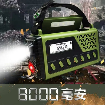 10000mAh Emergency Solar Hand Crank Radio Power Bank Portable Charger