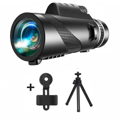 80x100 HD Zoom Monocular Telescope Tripod Phone Clip Hunting Camping
