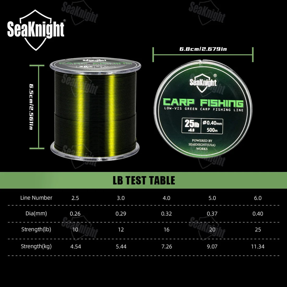 SeaKnight CARP 500M Nylon Fishing Line 10-25LB Strong Smooth Invisible Green