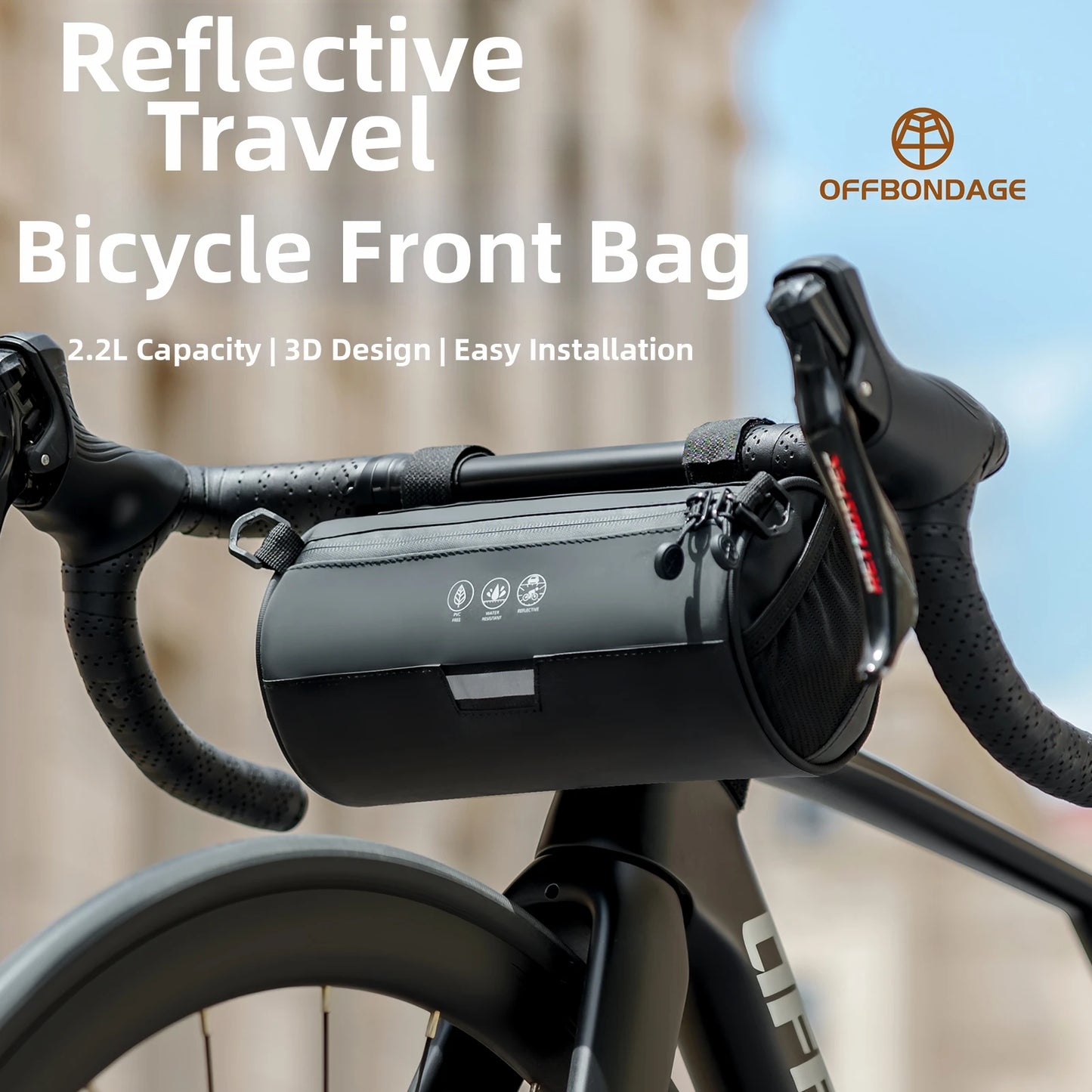 Offbondage Front Bag Reflective Bike Frame Cycling Pannier Waterproof 2.7L