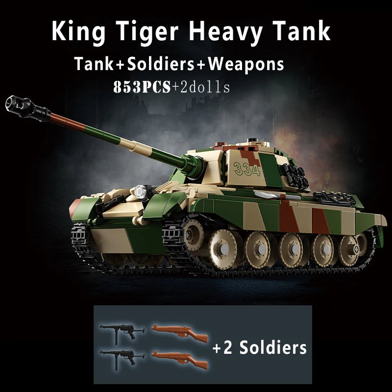 WW2 German Tiger Heavy Tank Building Blocks Military Brick Model Toy Set