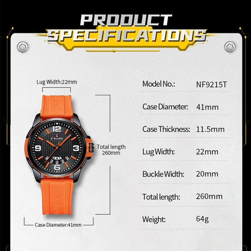 NAVIFORCE Creative TPU Strap Male Wristwatch Fashion Sports 3ATM Waterproof Quartz Day and Date Display Men Watches Reloj Hombre-EXPROTAS
