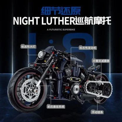 Technical Motorcycle Building Blocks Harley-Style Motorbike Racer Model Toy Gift