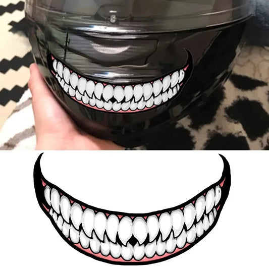 1pc Evil Teeth and Tongue Motorcycle Helmet Fuel Tank Stickers Racing Body Window Funny Decoration Universal Vinyl Decals-EXPROTAS