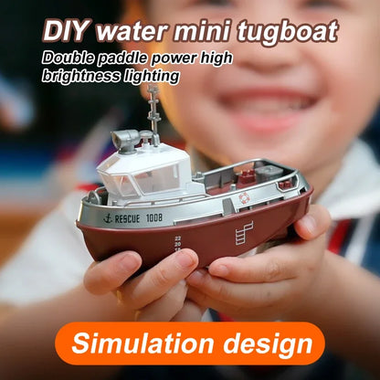 S820 1/72 RC Tugboat Mini Boat 2.4G Dual Motor LED Remote Control Toy