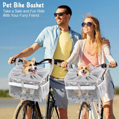 Dog Cat Bike Basket Expandable Pet Carrier Backpack 4-Door Foldable Bike Carrier
