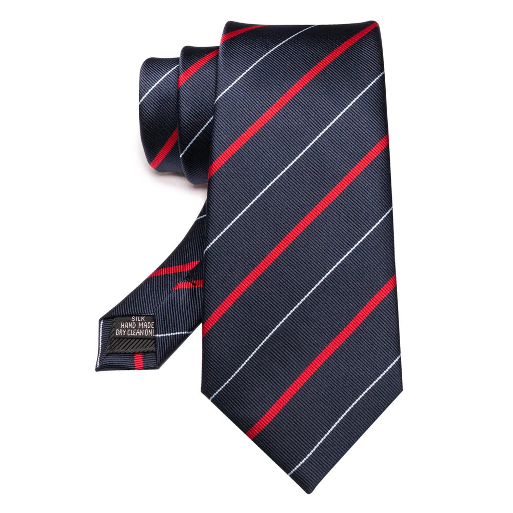 Mens Striped Neck Tie Red Formal Ties for Wedding Party Occasions