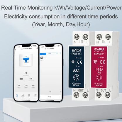 Tuya Smart Circuit Breaker | WiFi MCB 1P+N 63A Timer Energy Meter Remote Control