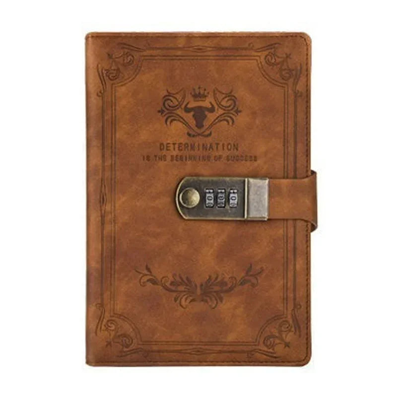 A5 Retro Password Book with Lock 200 Pages Diary Notepad Journal Ledger