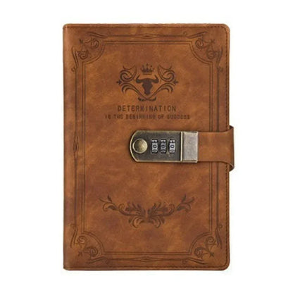 A5 Retro Password Book with Lock 200 Pages Diary Notepad Journal Ledger