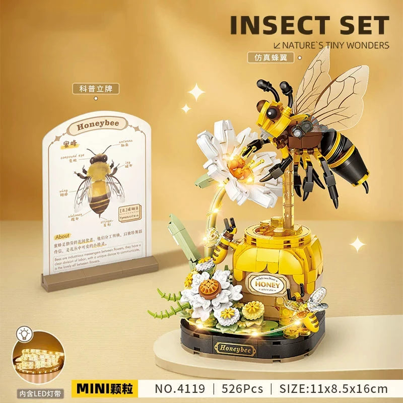 Foldable Mini Insect Everlasting Flower House Building Blocks Ornament Gift