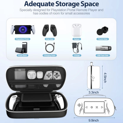 For PlayStation Portal Remote Player Hard Carry Case with Screen Protector Bag