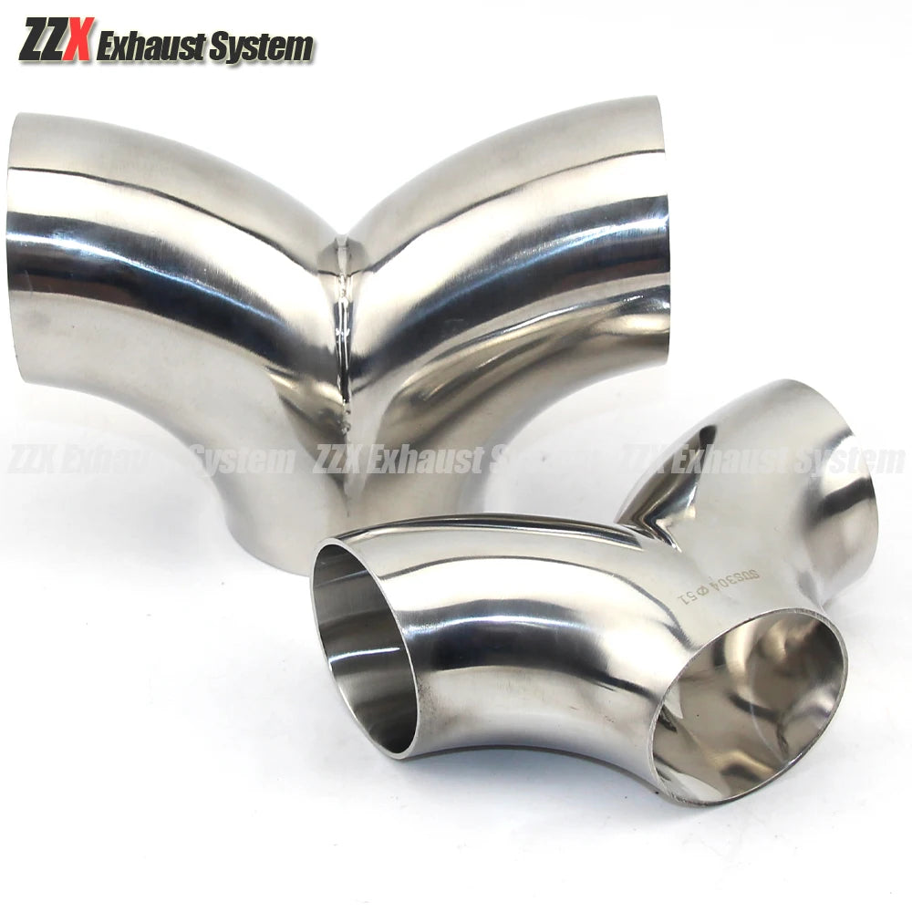 Car Exhaust Muffler Pipe 304 Stainless Steel I Y Tee Connector 19-76mm Welding
