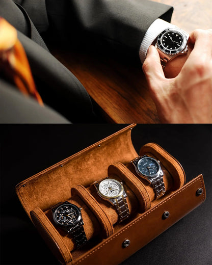 Leather Watch Case for Travel - Classic Rectangle Design, 1 Slot