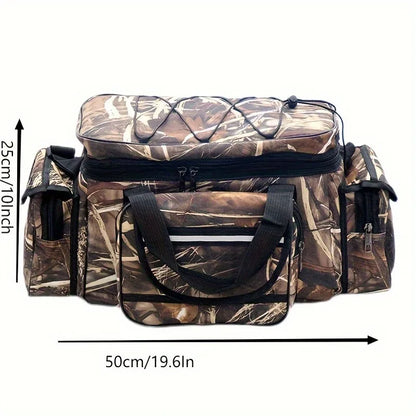 Large Waterproof Fishing Tackle Bag Shoulder Crossbody Gear Storage