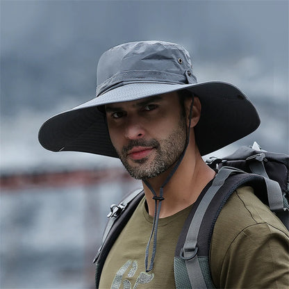 Men's Bucket Hat Mesh Wide Brim Sun Cap Fishing Hiking Outdoor Summer