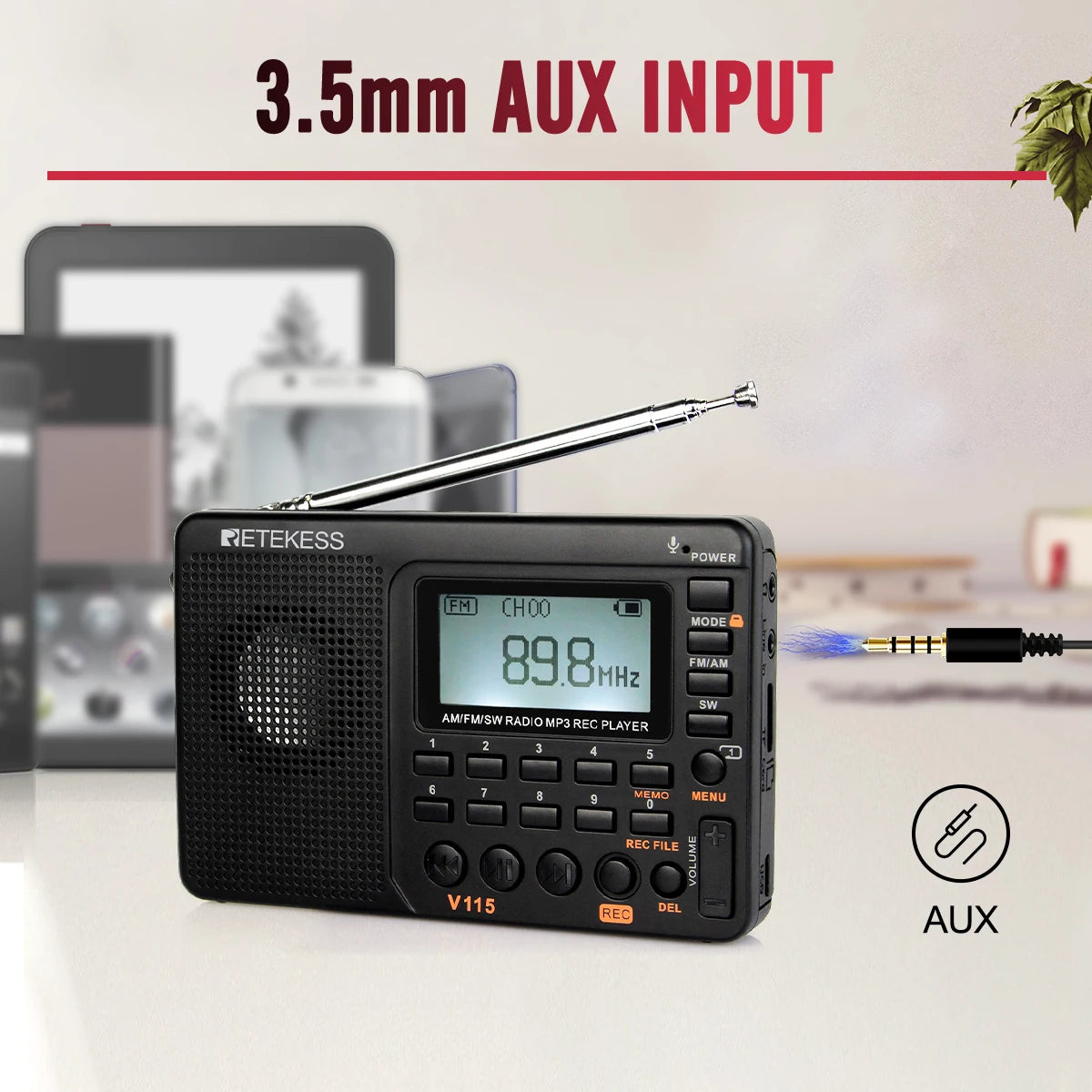 Rechargeable Radio Batteries Portable FM AM Shortwave Retekess V115 TX32