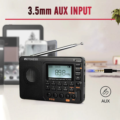 Rechargeable Radio Batteries Portable FM AM Shortwave Retekess V115 TX32