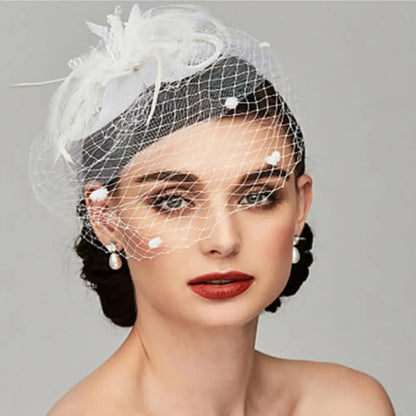 Flowers Feather Mesh Headwear Hat Party Accessory 1pc 27cm Multi Colour