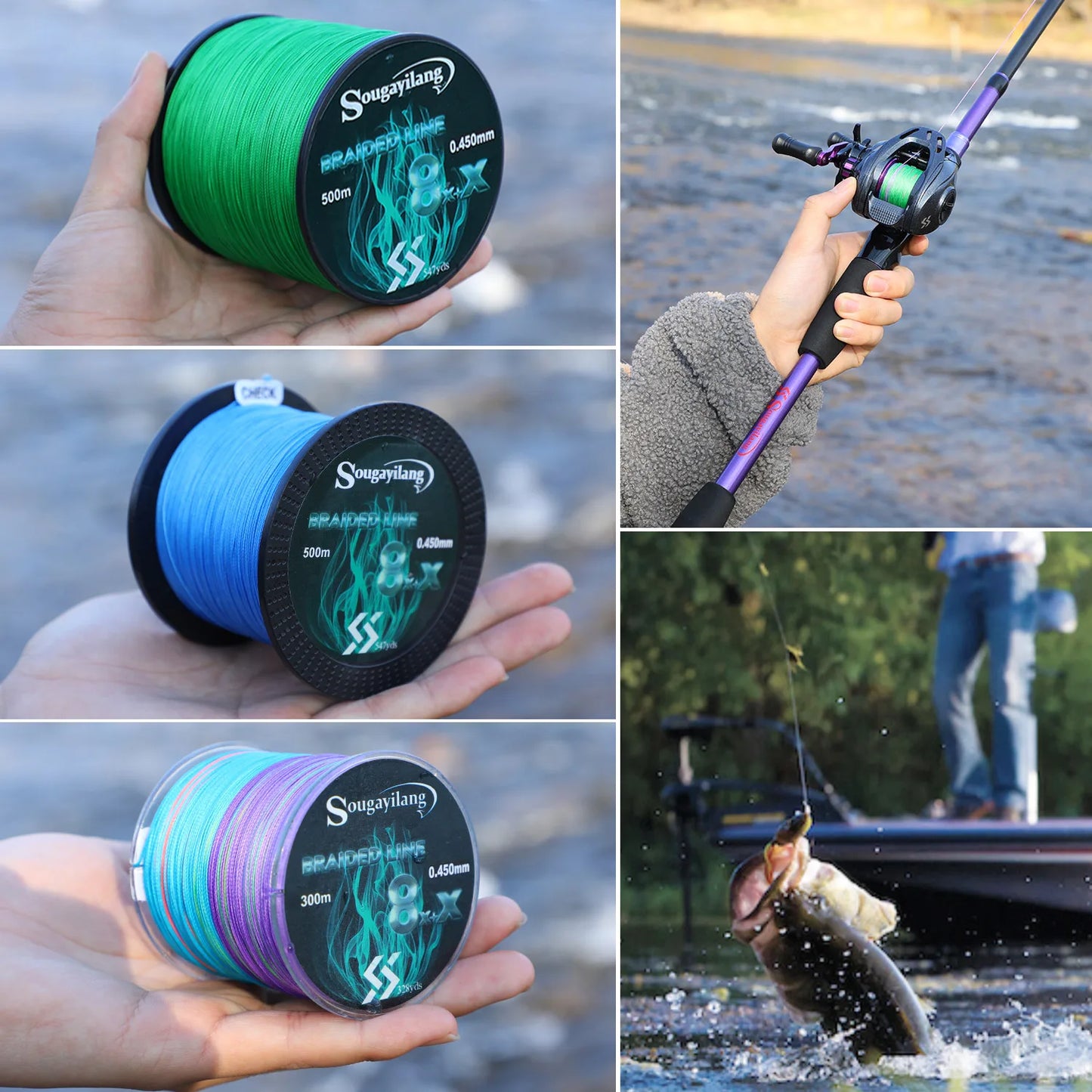 Sougayilang 8-Strand Braided Fishing Line 300/500/1000m PE Carp Line